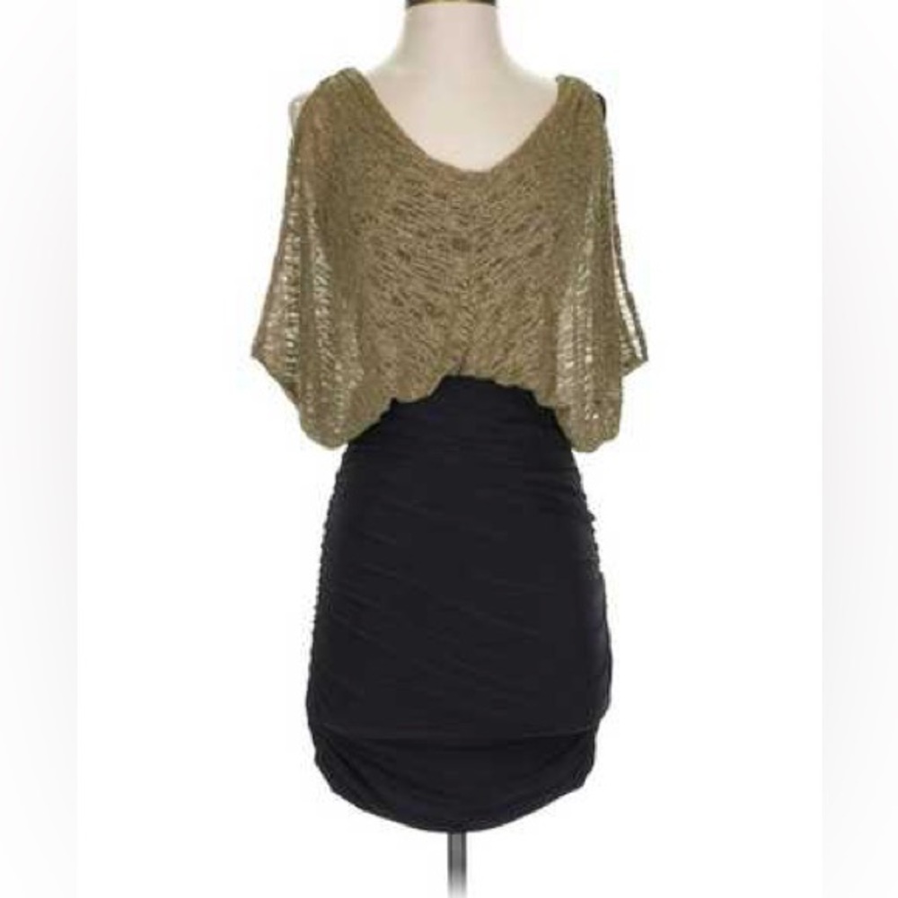 Soprano Gold Open-Knit Mini Dress